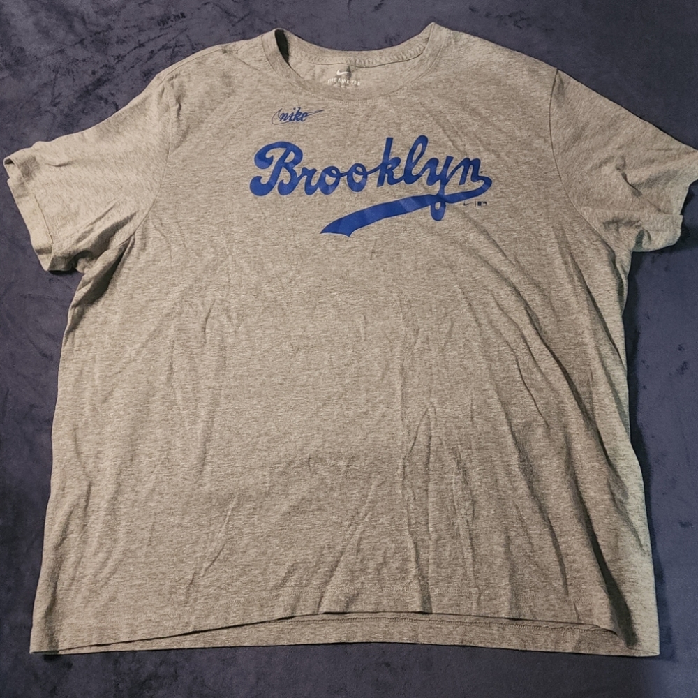 Nike Brooklyn Dodgers Jackie Robinson Shirt Mens 2XL XXL Gray Crew Neck MLB (2B)